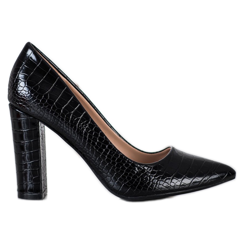 Diamantique Zapatos de tacón con estampado de serpiente negro