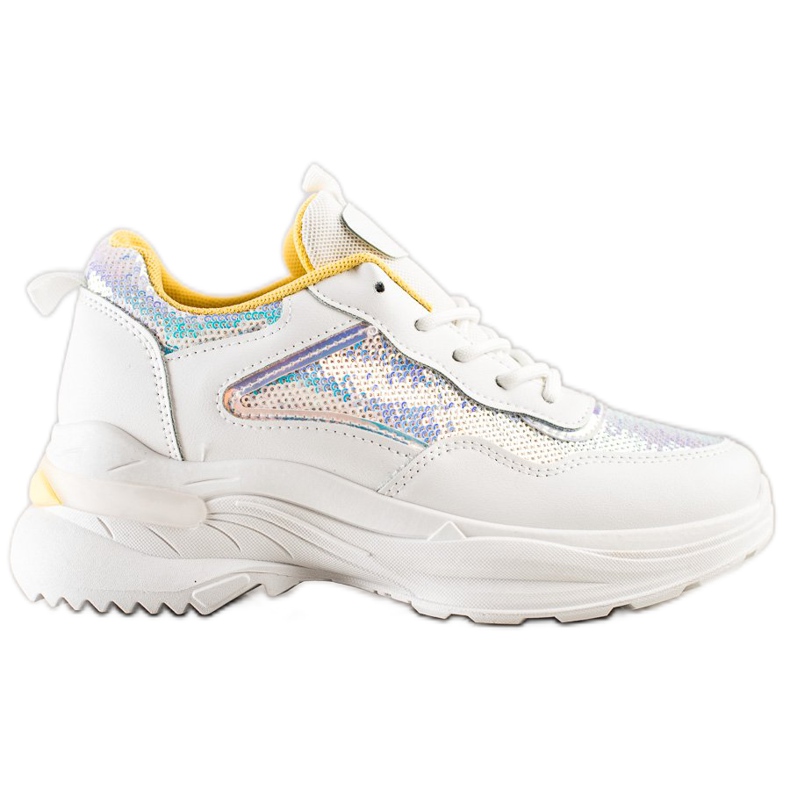 SHELOVET Zapatillas con lentejuelas blanco