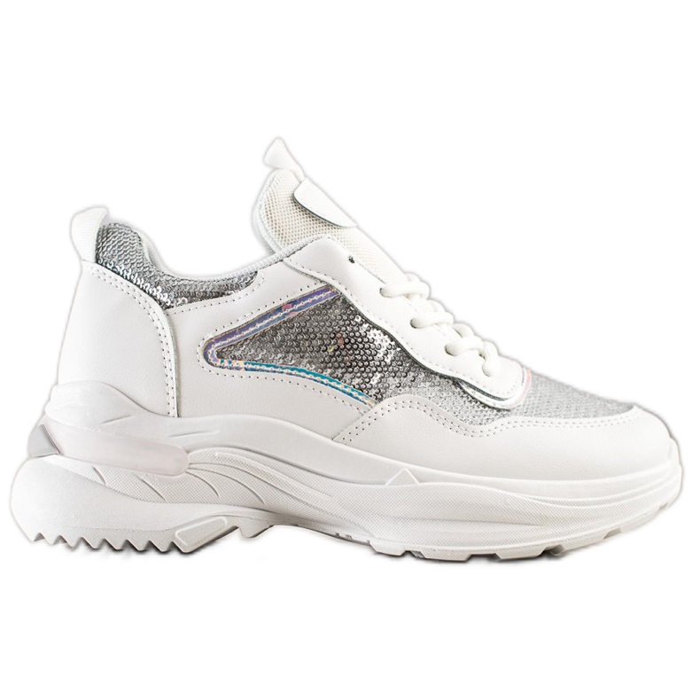 SHELOVET Zapatillas con lentejuelas blanco