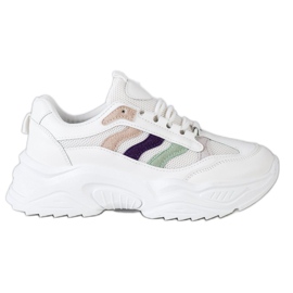 SHELOVET Zapatillas con rayas de colores blanco