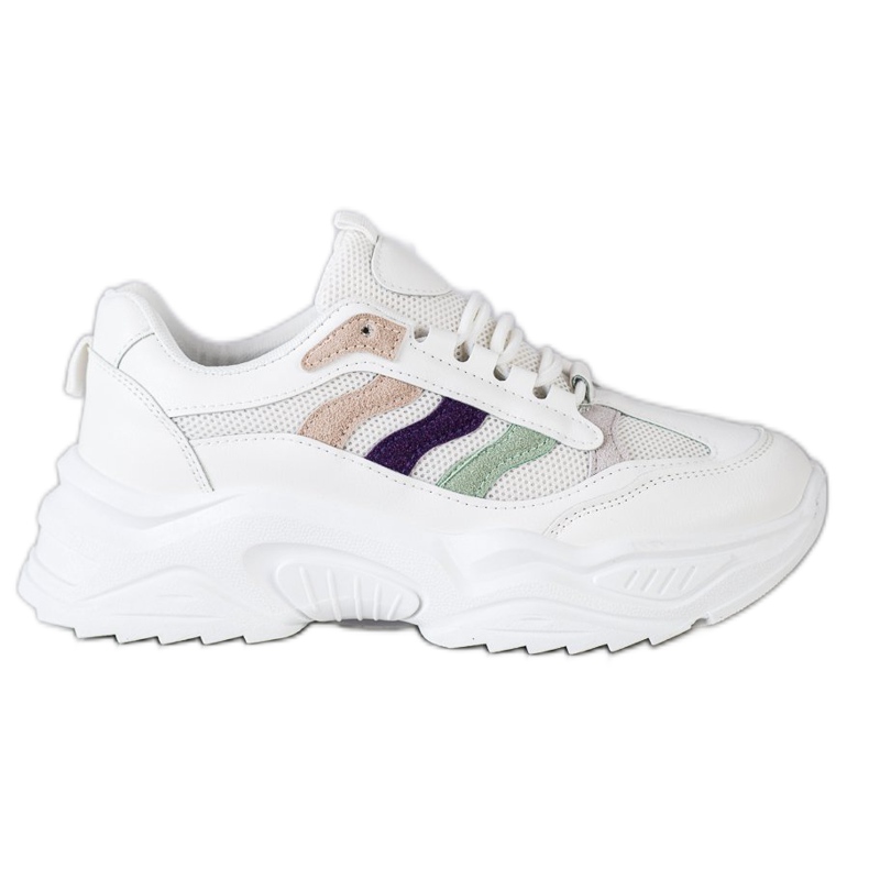 SHELOVET Zapatillas con rayas de colores blanco