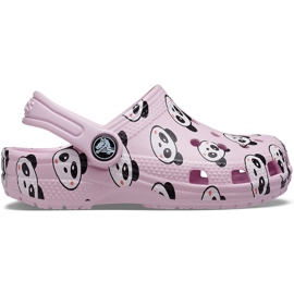 Crocs para niños Classic Panda Print Zueco rosa claro 206999 6GD rosado