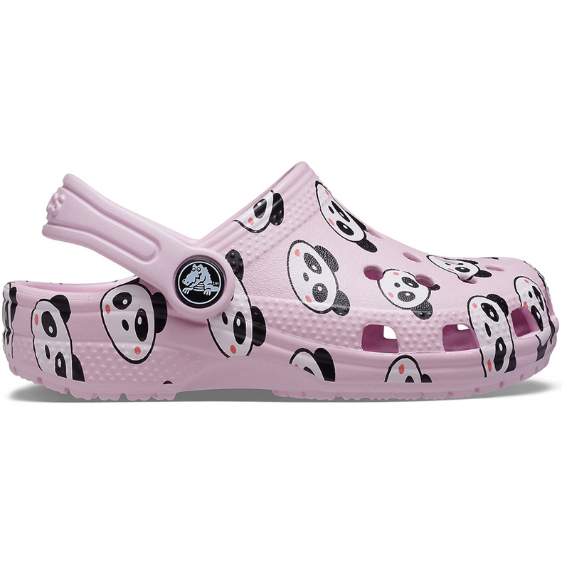 Crocs para niños Classic Panda Print Zueco rosa claro 206999 6GD rosado