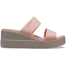 Pantuflas Crocs para Mujer Brooklyn Mid Wedge Pink-Beige 206219 6RL rosado