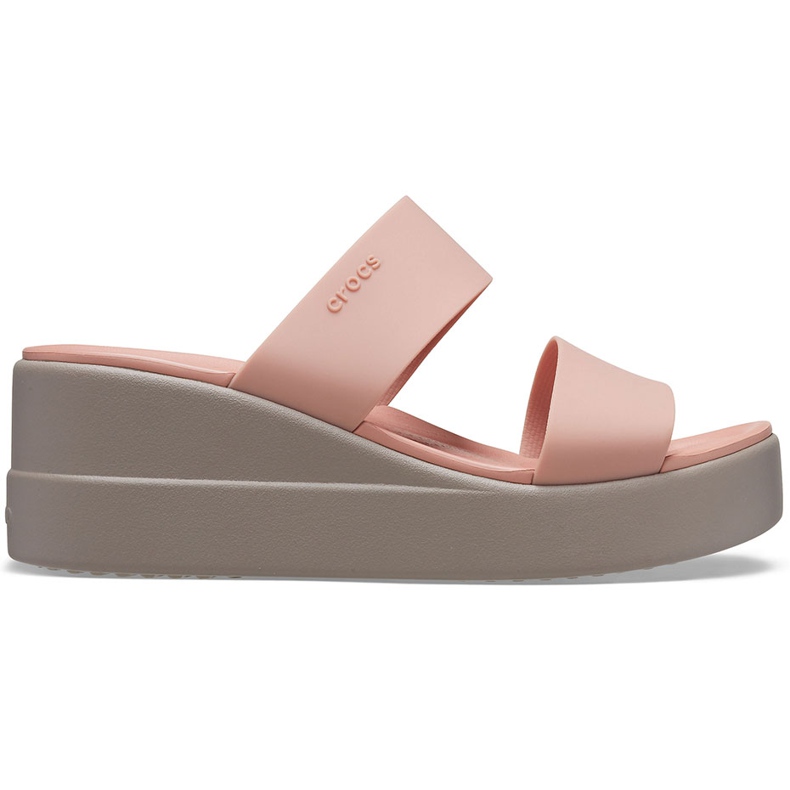 Pantuflas Crocs para Mujer Brooklyn Mid Wedge Pink-Beige 206219 6RL rosado