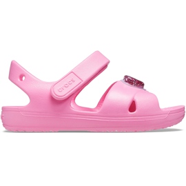Sandalias Crocs para niños Classic Cross Strap Charm rosa 206947669