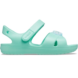 Sandalias Crocs para niños Classic Cross Strap Charm menta 206947 3U3 verde