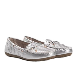 Mocasines plateados de ecopiel calada Esther plata
