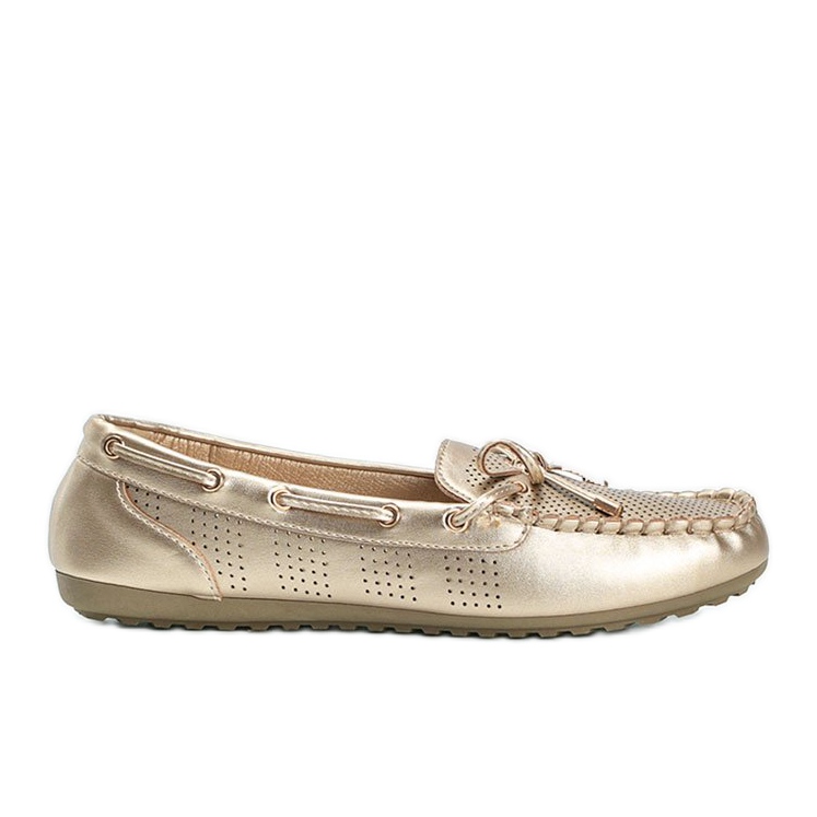 Mocasines Golden Esther de piel ecológica calada dorado