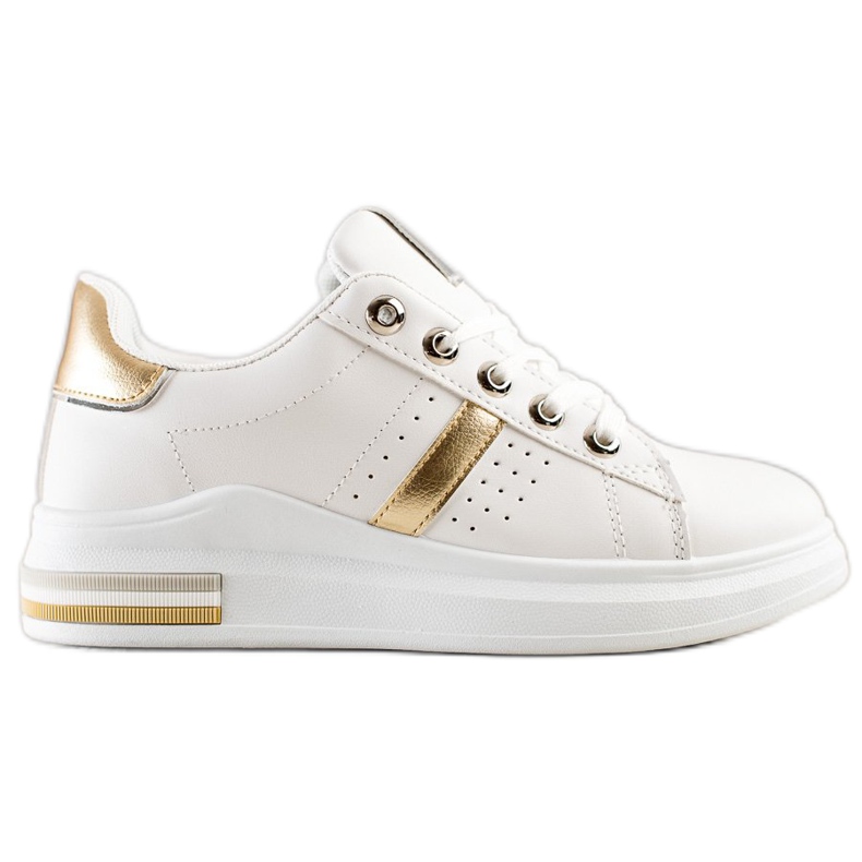 SHELOVET Zapatillas deportivas blanco dorado