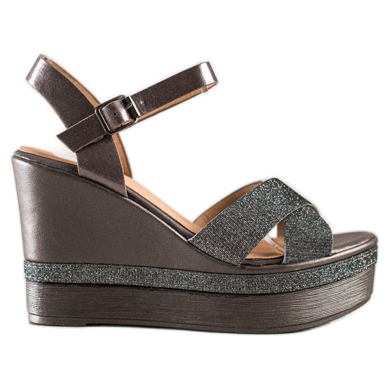 Weide Sandalias de cuña con purpurina multicolor gris