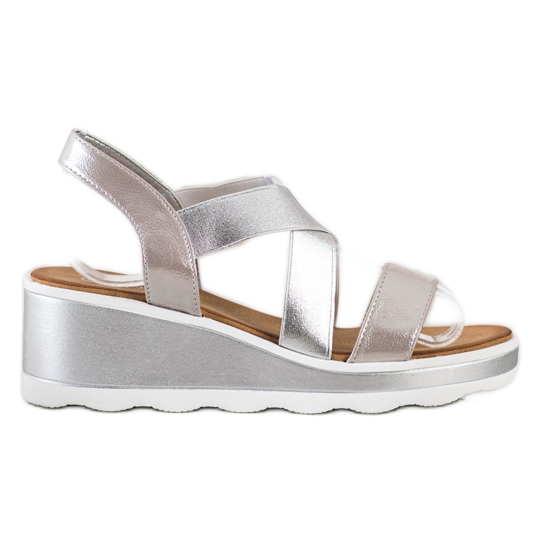 Weide Sandalias de cuña brillantes plata
