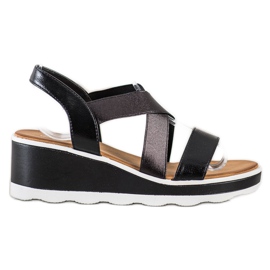 Weide Sandalias de cuña brillantes negro