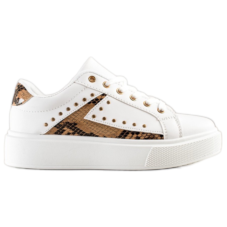SHELOVET Zapatillas blancas en la plataforma beige blanco negro
