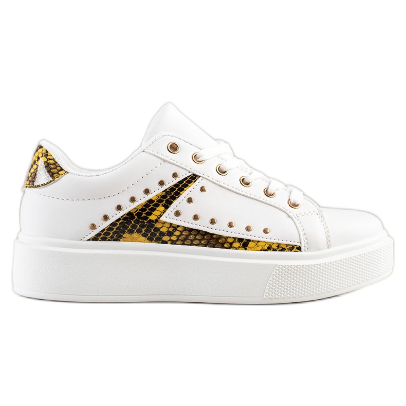 SHELOVET Zapatillas blancas en la plataforma blanco negro amarillo