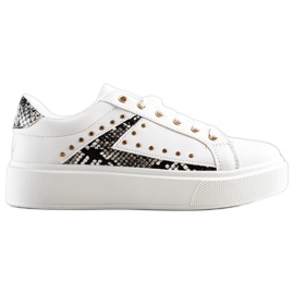 SHELOVET Zapatillas blancas en la plataforma blanco negro