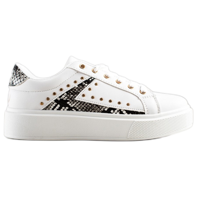 SHELOVET Zapatillas blancas en la plataforma blanco negro