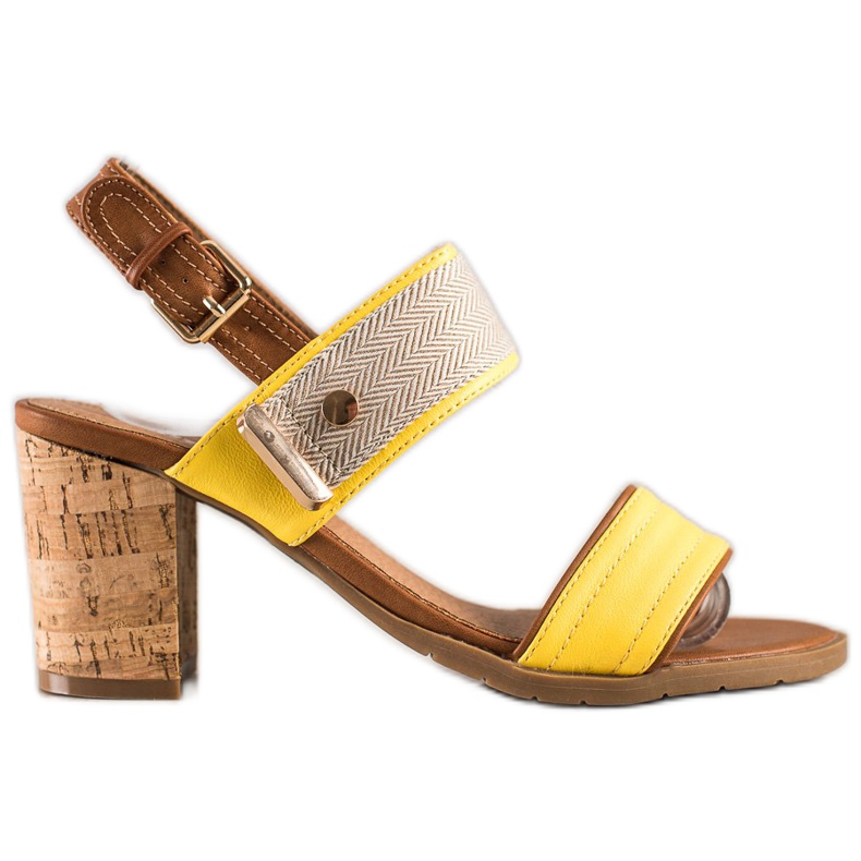 Evento Sandalias cómodas en una barra marrón amarillo Evento Sandalias cómodas en una barra marrón amarillo