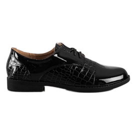 SHELOVET Zapatos con estampado de serpiente brillante negro