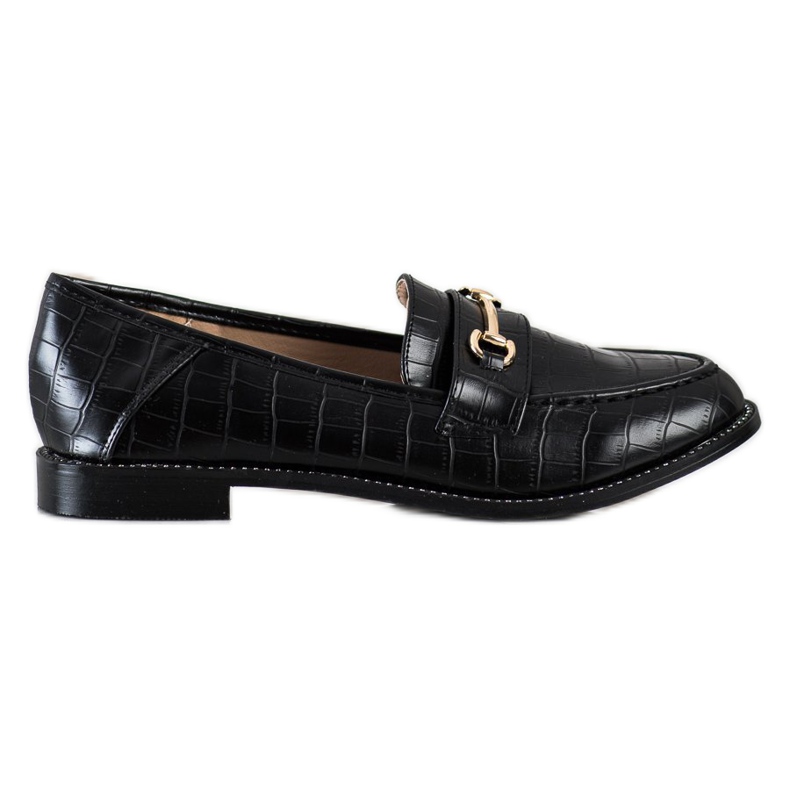 SHELOVET Mocasines elegantes con circonita negro