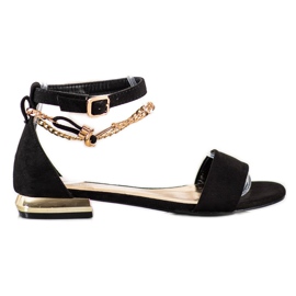 Sandalias Con Cadena Decorativa VINCEZA negro