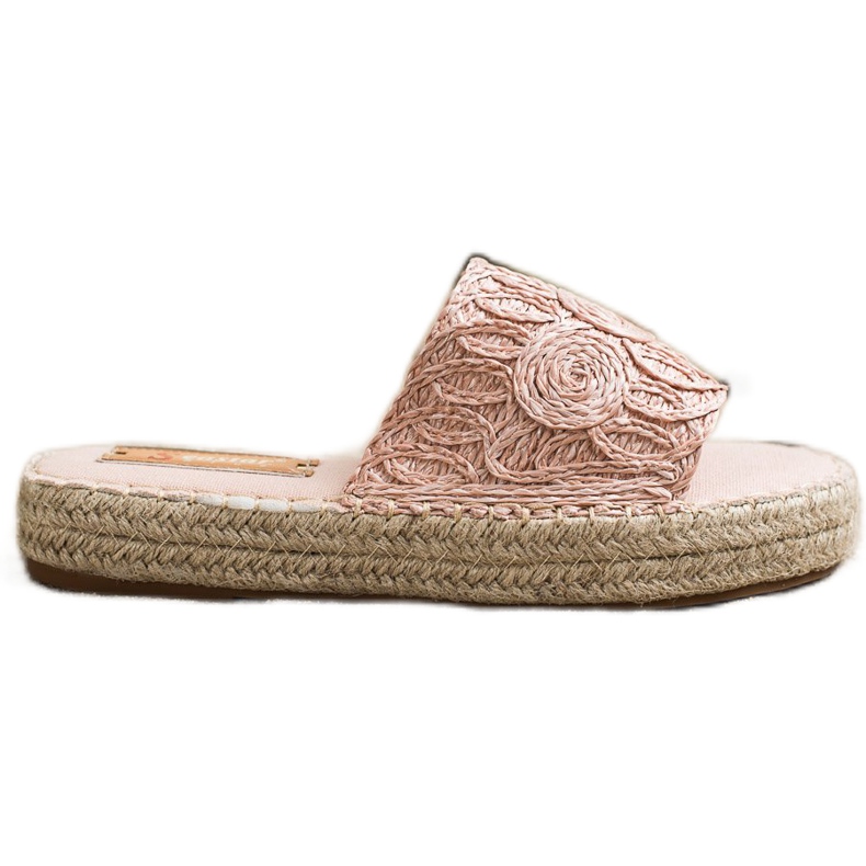 Seastar Zapatillas en una plataforma de paja beige rosado