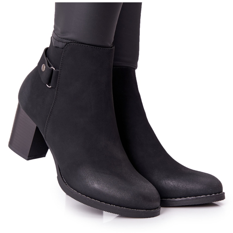 PJ1 De Mujer Botas Calientes Con Tacón Nubuck Negro Imparable