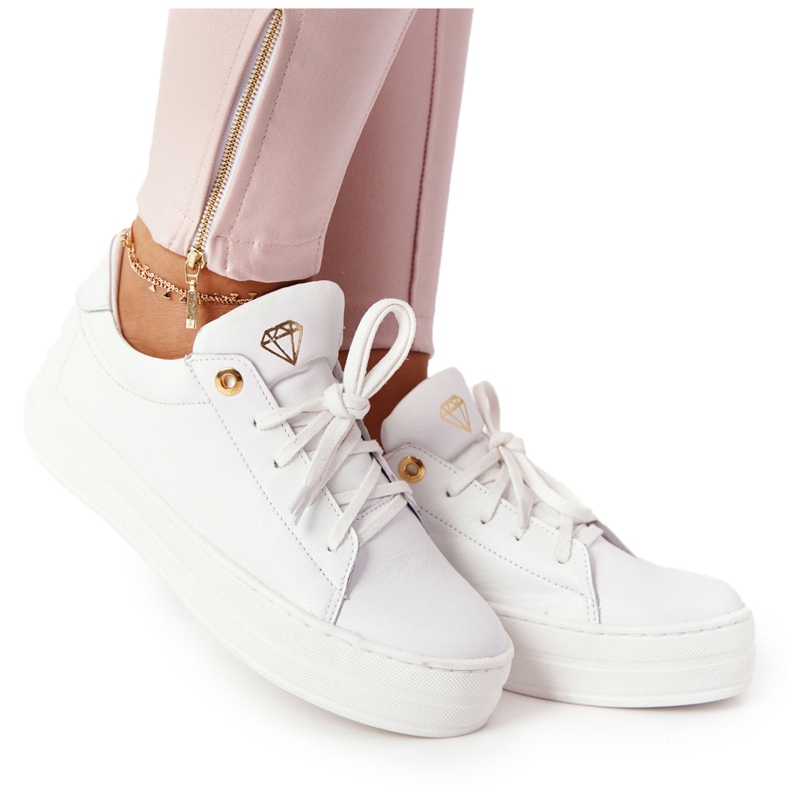 Zapatillas Mujer Piel En La Plataforma Blanco Nicole 2645 dorado