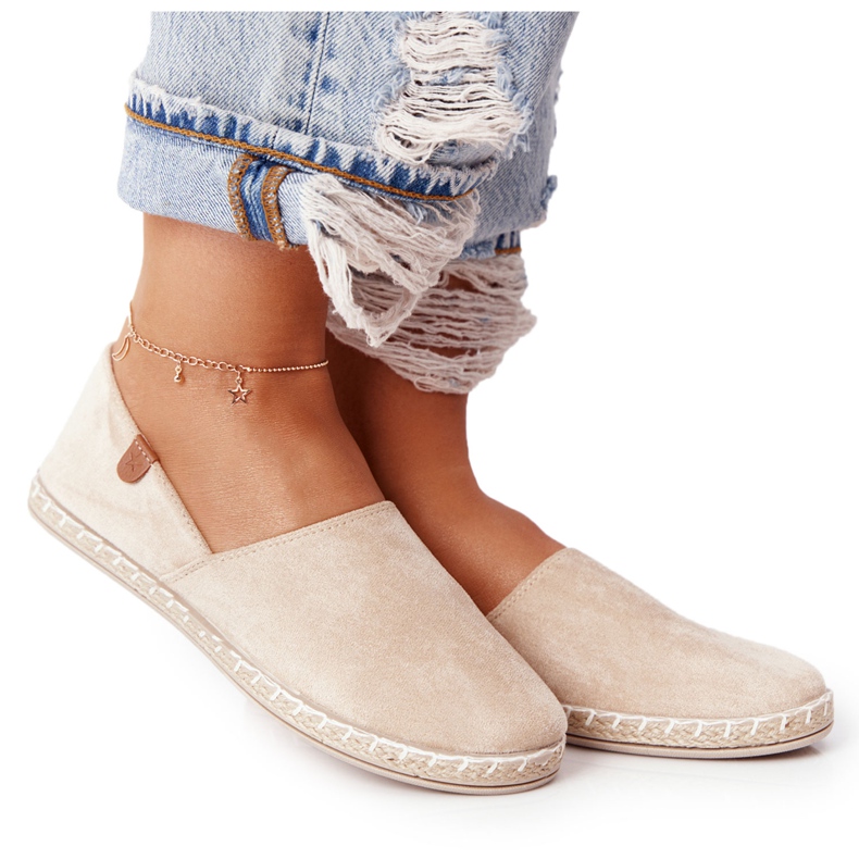 EVE Alpargatas De Mujer De Terciopelo Beige Vulcano