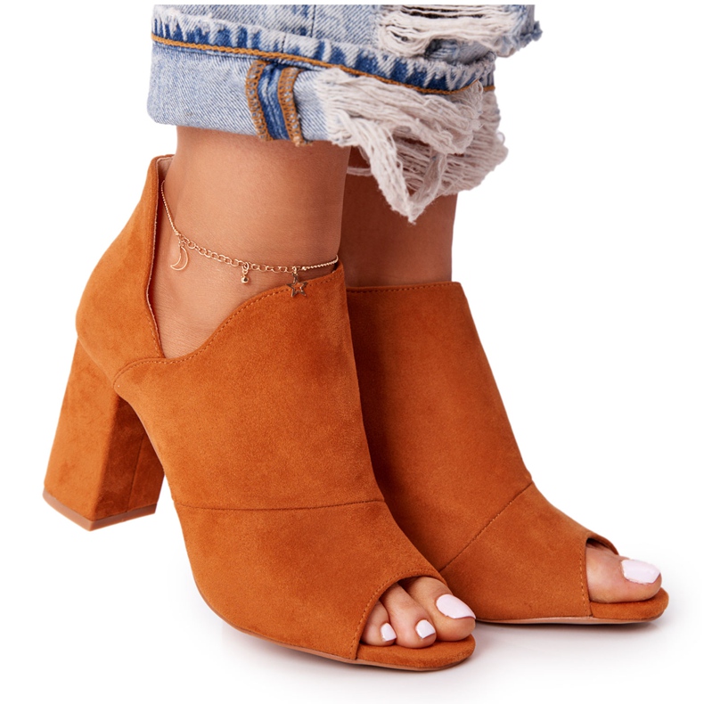 Botas de gamuza de primavera en un poste Vinceza 21-17095 Camel marrón