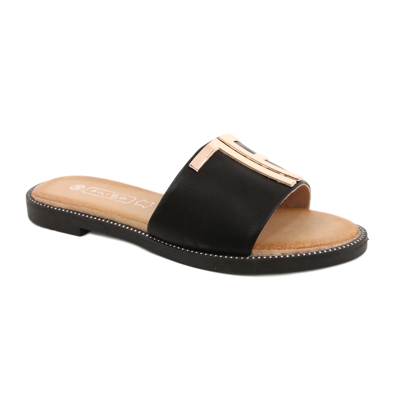 Filippo Zapatillas de mujer de moda Negras y Doradas DK2103 negro