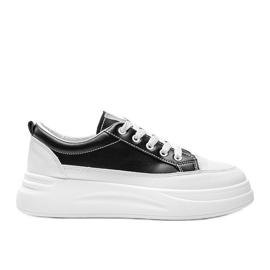 Zapatillas blancas y negras con suela gruesa de Kelsi negro