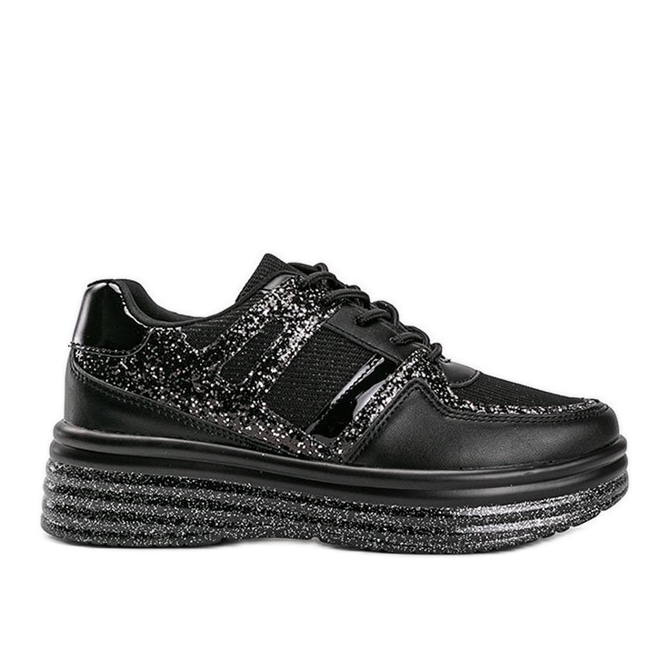 Zapatillas negras con purpurina y suela gruesa Laurel negro