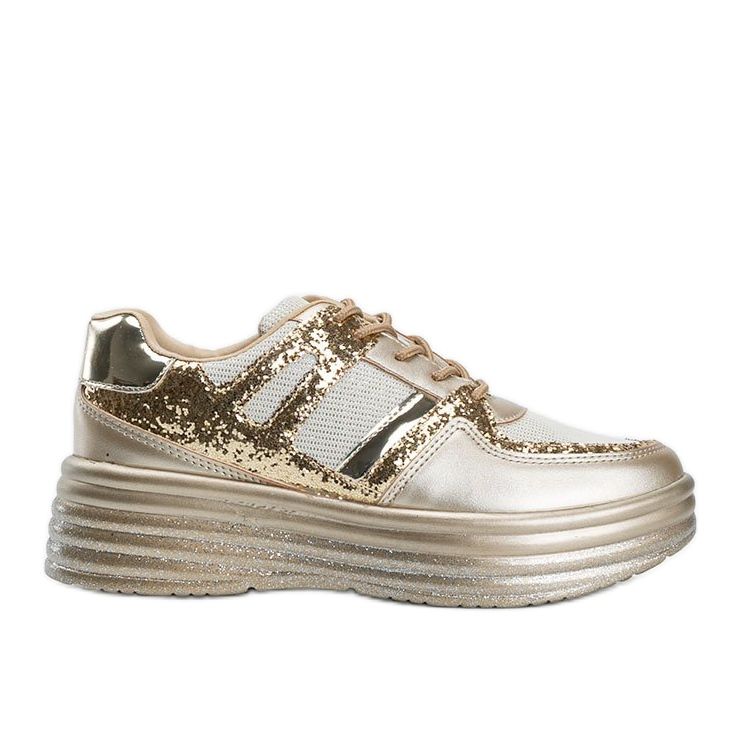 Zapatillas deportivas con purpurina dorada y suela Laurel gruesa dorado Zapatillas deportivas con purpurina dorada y suela Laurel gruesa dorado