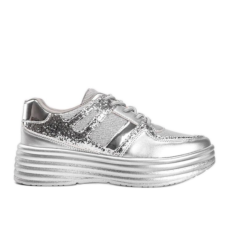 Zapatillas plateadas con purpurina y suela Laurel gruesa plata