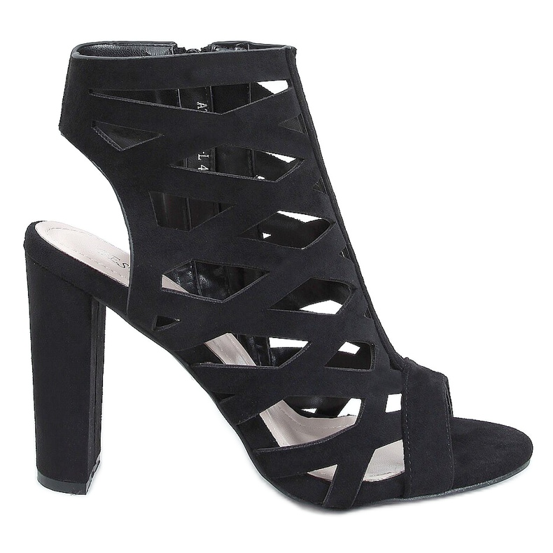 Sandalias de tacón caladas negras AT-0666-L Black negro Sandalias de tacón caladas negras AT-0666-L Black negro