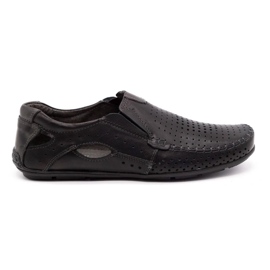 Olivier Zapatos de hombre mocasines 901 verano negro grano