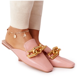 Pantuflas con parte superior y cadena Pink Call On Me rosa