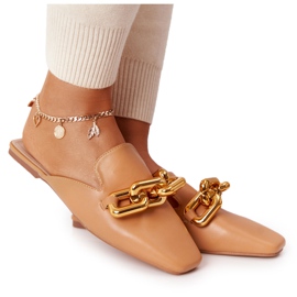 PS1 Pantuflas Con Palas Y Cadena Camel Call On Me marrón dorado