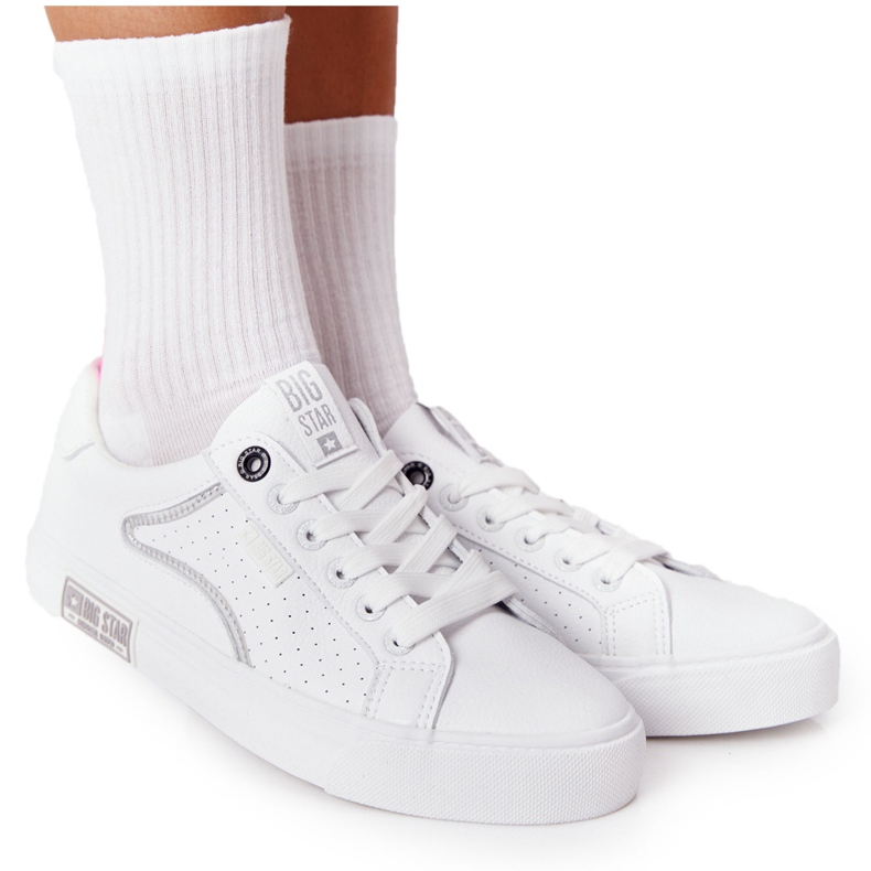 Zapatillas Mujer Piel Big Star HH274075 Blanco y Plateado
