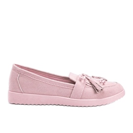 Mocasines Magdalena rosa con flecos rosado