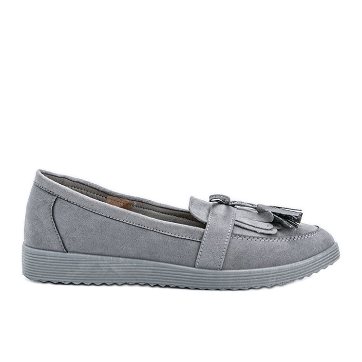 Mocasines Magdalena gris con flecos