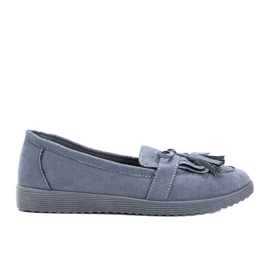 Mocasines de grafito con flecos Magdalena gris