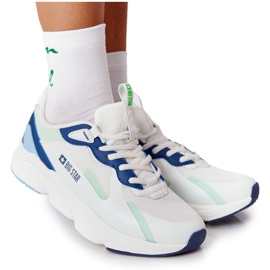 Zapatos Deportivos Mujer Memory Foam Big Star HH274810 Blanco-Verde azul