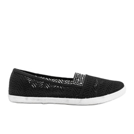 Zapatillas negras caladas con circonita Annabella negro