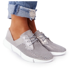 EVE Zapatos Deportivos Mujer Piel Gris Day Trip plata