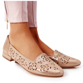Mocasines calados Sergio Leone BL627 Gold beige dorado