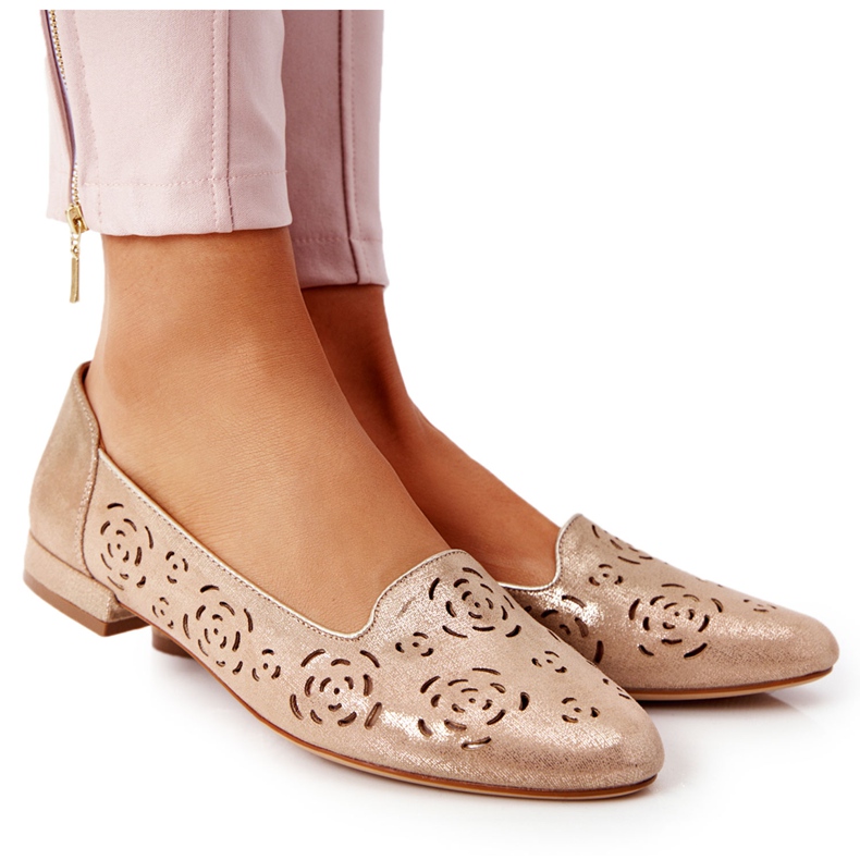 Mocasines calados Sergio Leone BL627 Gold beige dorado