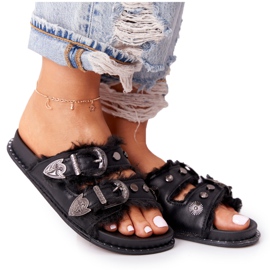 PS1 Zapatillas Con Hebillas Y Piel Lydia Negra negro