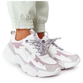 Zapatos Deportivos Mujer Memory Foam Big Star HH274255 Blanco-Violeta gris